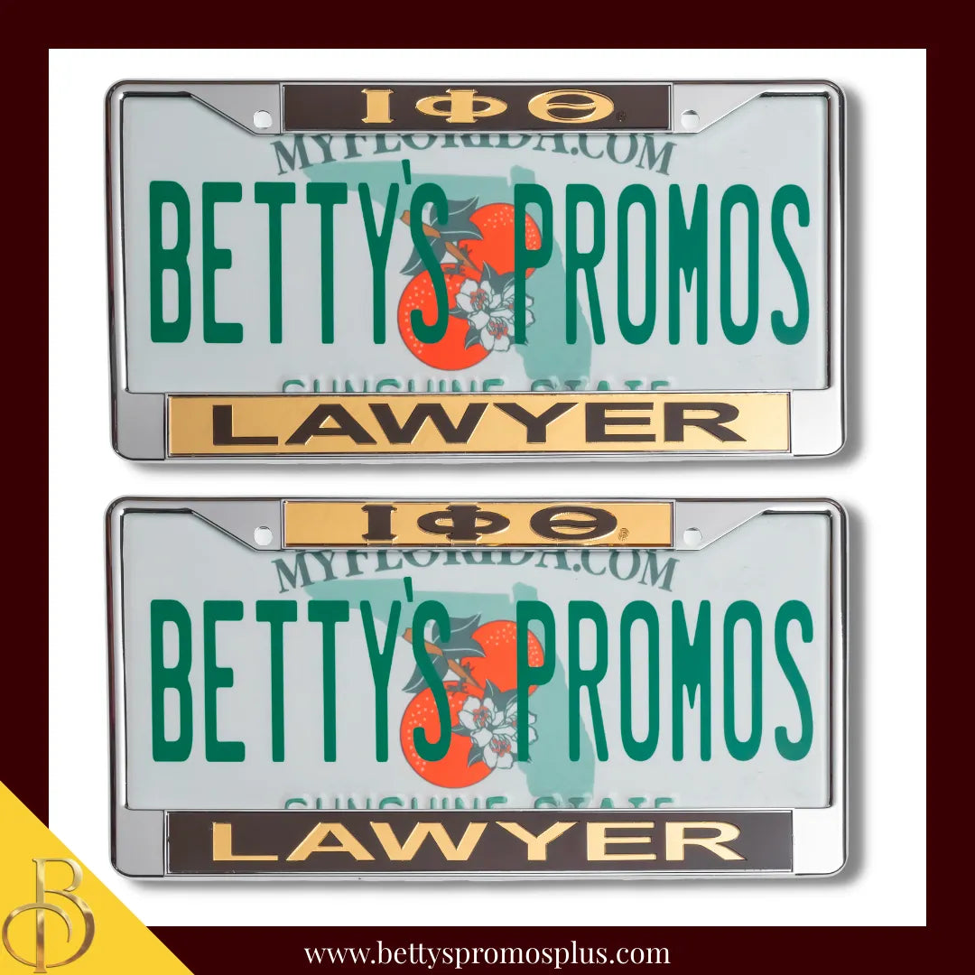 Iota Phi Theta ΙΦΘ Lawyer Chrome Laser Engraved Mirrored Acrylic Auto Tag License Plate Frame-Iota Phi Theta Paraphernalia-Iota Phi Theta Auto Tag Frame-Betty's Promos Plus