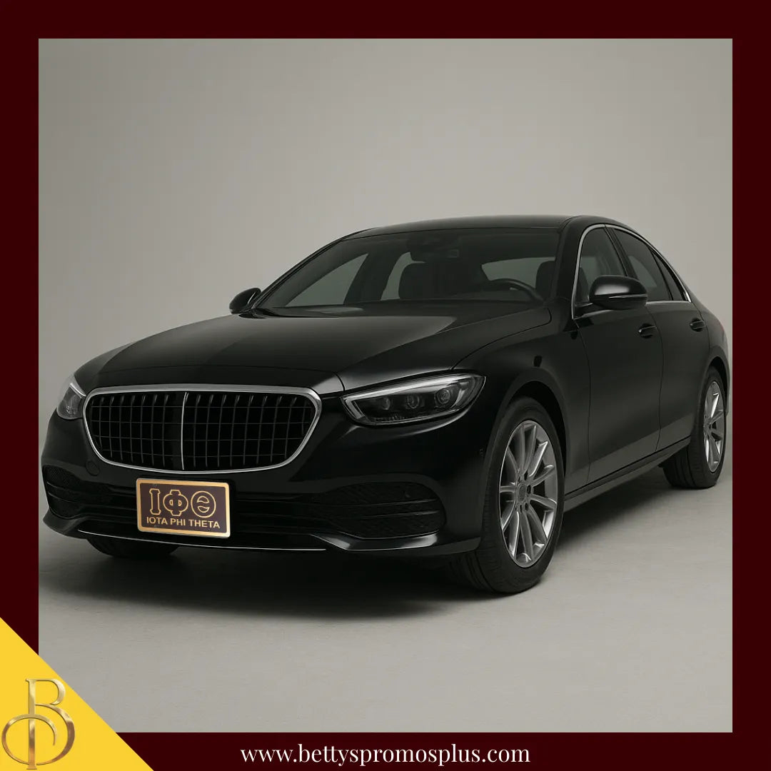 Iota Phi Theta ΙΦΘ Letters with Iota Phi Theta Laser Engraved Mirrored Acrylic Auto Tag License Plate-Iota Phi Theta Paraphernalia-Iota Phi Theta Auto Tag-Betty's Promos Plus