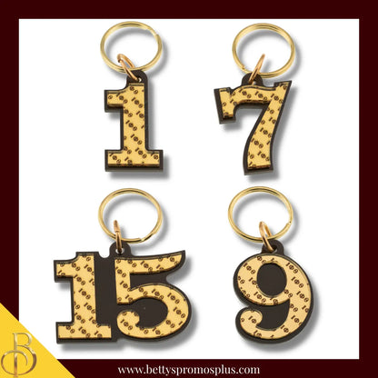 Iota Phi Theta ΙΦΘ Line Number Mirrored Acrylic Keychain Available 1-25-Brown-1-Iota Phi Theta Paraphernalia-Iota Phi Theta Keychain-Betty's Promos Plus