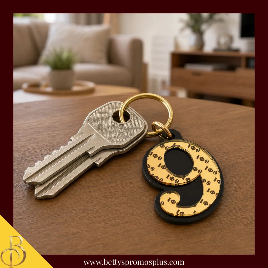 Iota Phi Theta ΙΦΘ Line Number Mirrored Acrylic Keychain Available 1-25-Iota Phi Theta Paraphernalia-Iota Phi Theta Keychain-Betty's Promos Plus