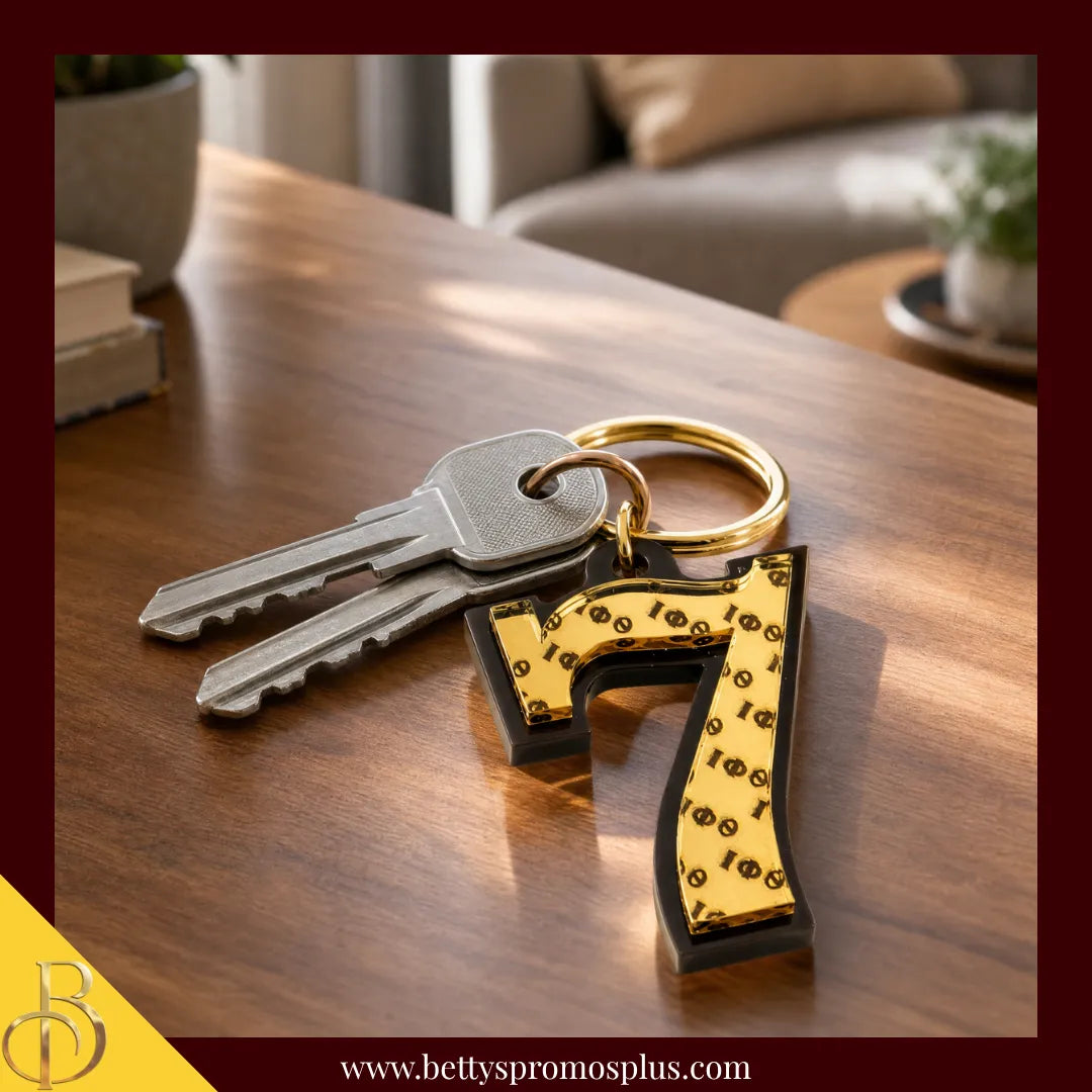 Iota Phi Theta ΙΦΘ Line Number Mirrored Acrylic Keychain Available 1-25-Iota Phi Theta Paraphernalia-Iota Phi Theta Keychain-Betty's Promos Plus