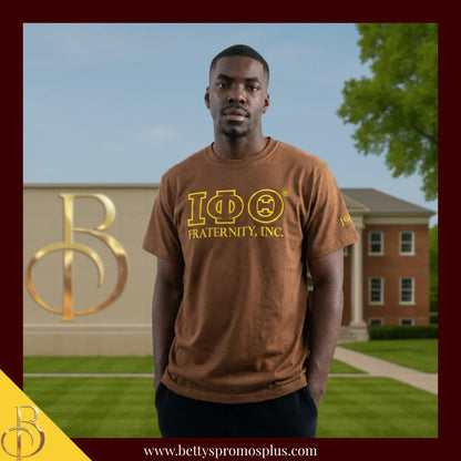 Iota Phi Theta ΙΦΘ Luxury Embroidered T-Shirt with 1963 Sleeve-Iota Phi Theta Paraphernalia-Iota Phi Theta T-Shirts-Betty's Promos Plus