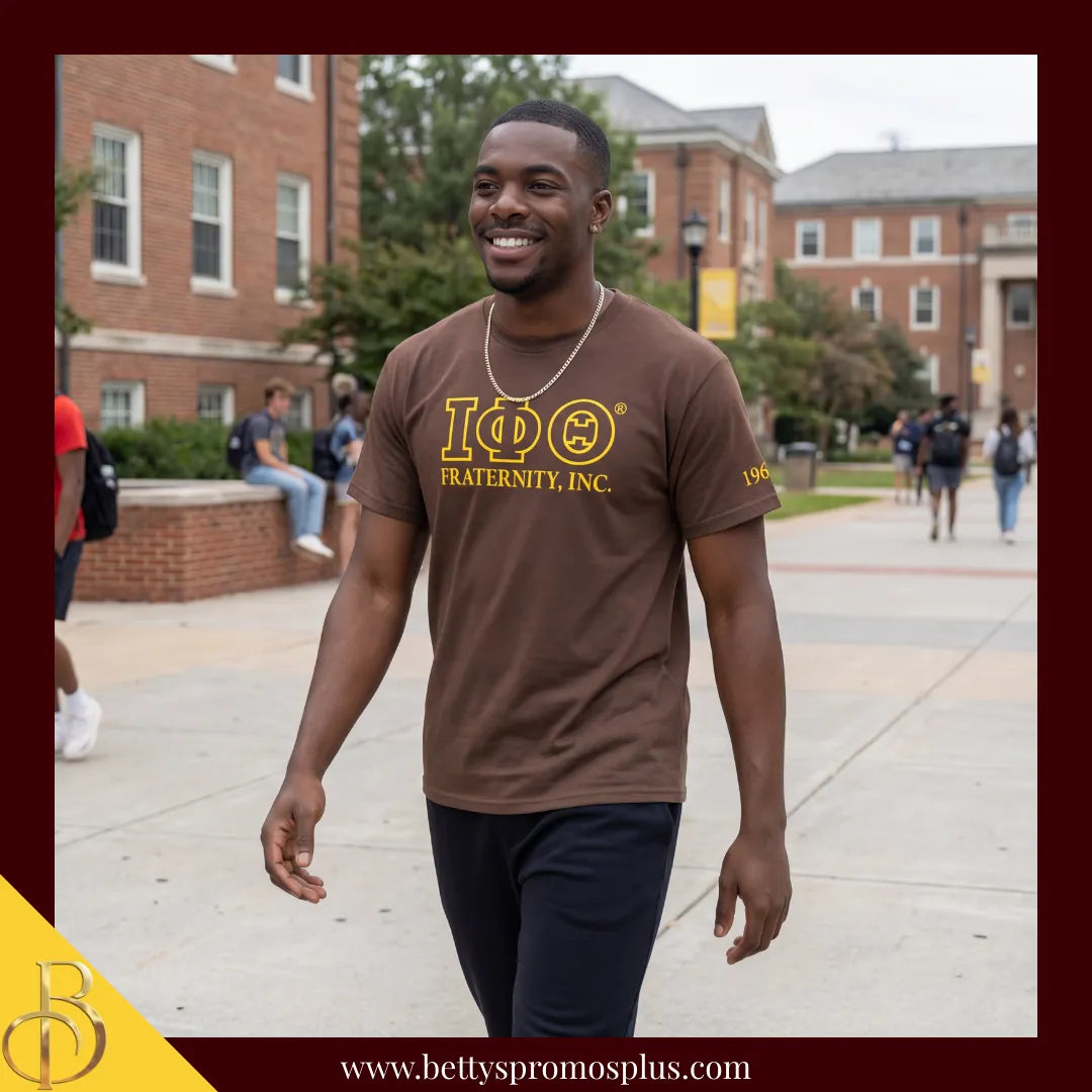 Iota Phi Theta ΙΦΘ Luxury Embroidered T-Shirt with 1963 Sleeve-Iota Phi Theta Paraphernalia-Iota Phi Theta T-Shirts-Betty's Promos Plus