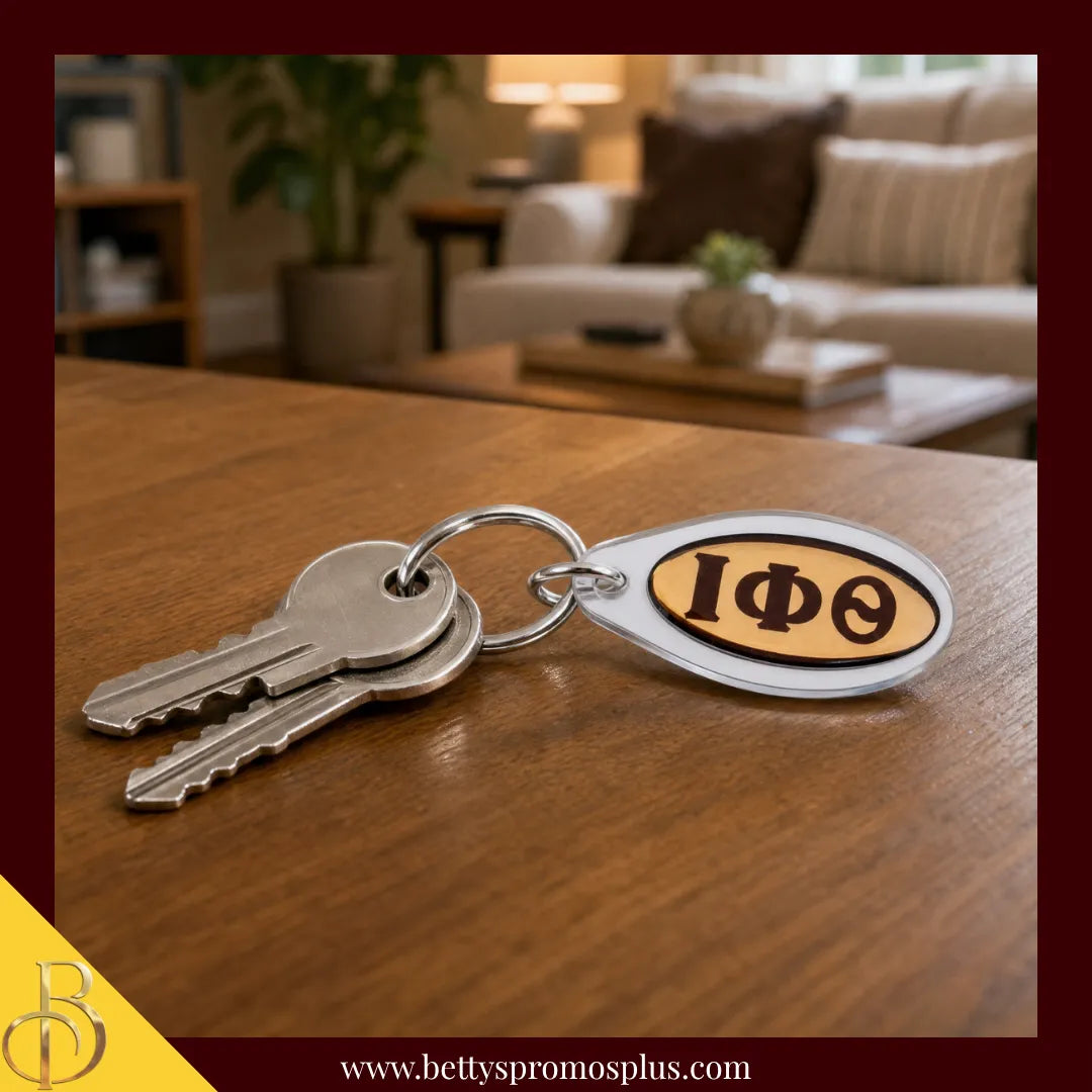 Iota Phi Theta ΙΦΘ Oval Acrylic Keychain-Iota Phi Theta Paraphernalia-Iota Phi Theta Keychain-Betty's Promos Plus