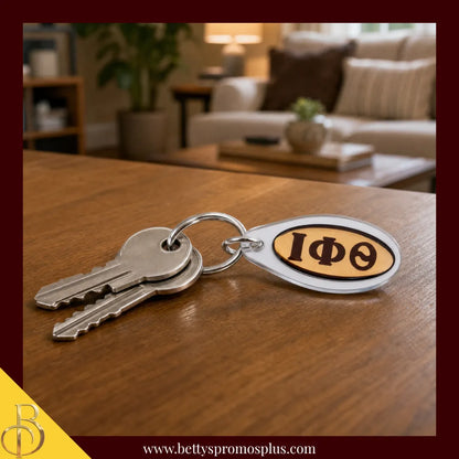 Iota Phi Theta ΙΦΘ Oval Acrylic Keychain-Iota Phi Theta Paraphernalia-Iota Phi Theta Keychain-Betty's Promos Plus