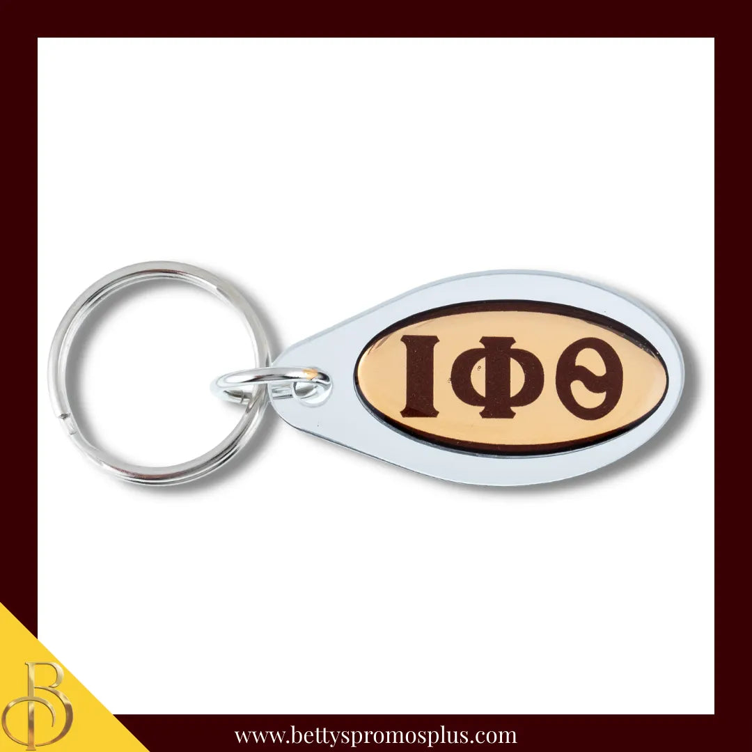 Iota Phi Theta ΙΦΘ Oval Acrylic Keychain-Silver-Iota Phi Theta Paraphernalia-Iota Phi Theta Keychain-Betty's Promos Plus