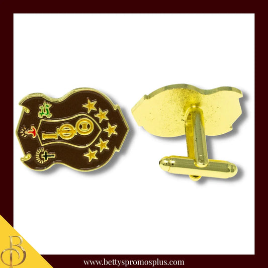 Iota Phi Theta ΙΦΘ Shield Cuff Links-Gold-Iota Phi Theta Paraphernalia-Iota Phi Theta Cuff Links-Betty's Promos Plus