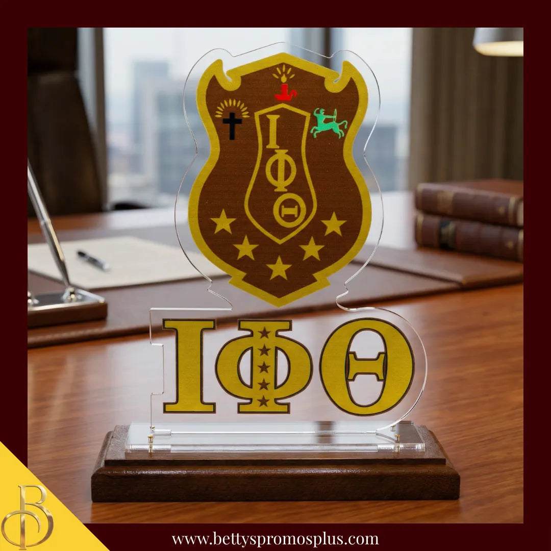 Iota Phi Theta ΙΦΘ Shield Desk Ornament Plaque-Iota Phi Theta Paraphernalia-Iota Phi Theta Desk Ornament-Betty's Promos Plus