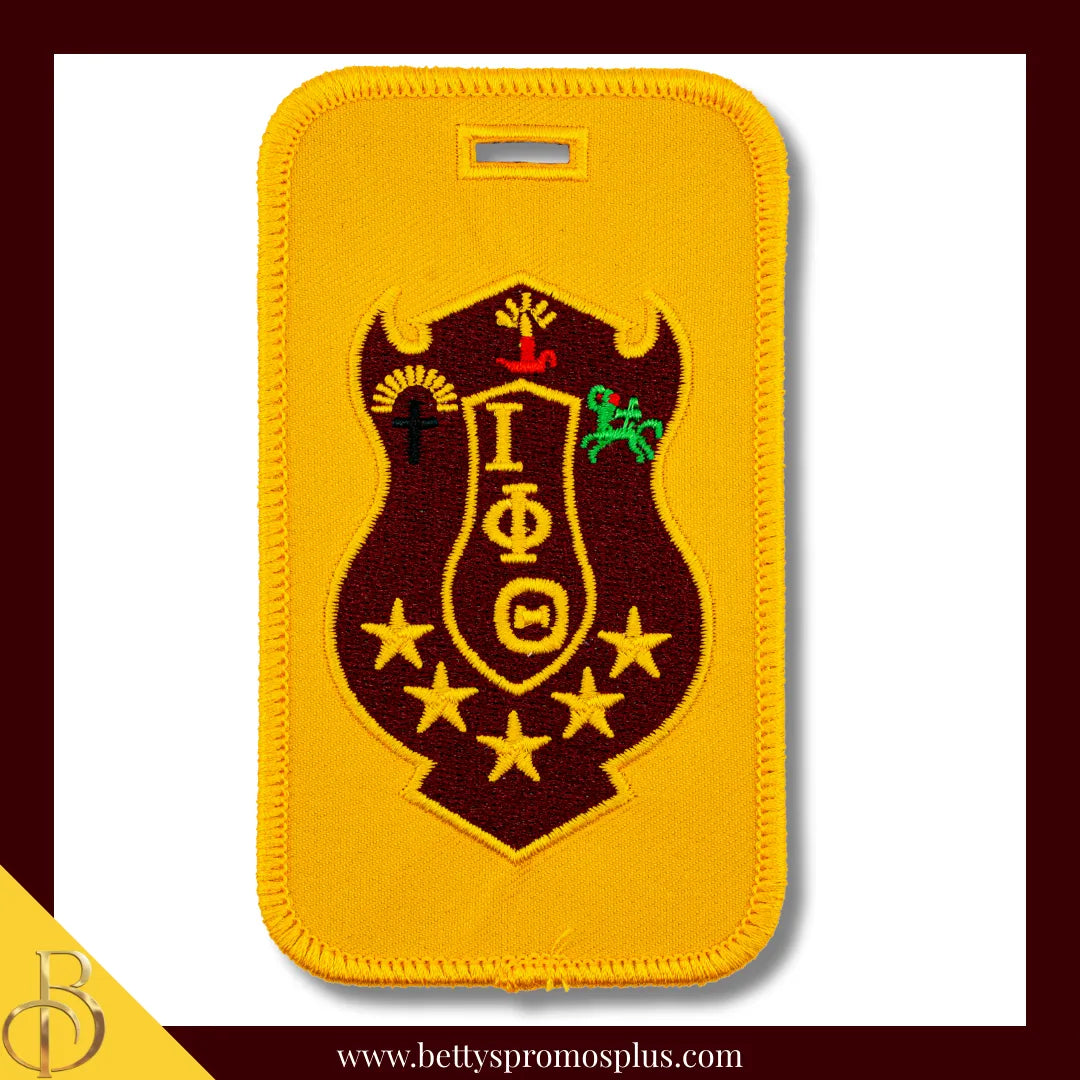 Iota Phi Theta ΙΦΘ Shield Embroidered Luggage Tag-Gold-Iota Phi Theta Paraphernalia-Iota Phi Theta Luggage Tag-Betty's Promos Plus