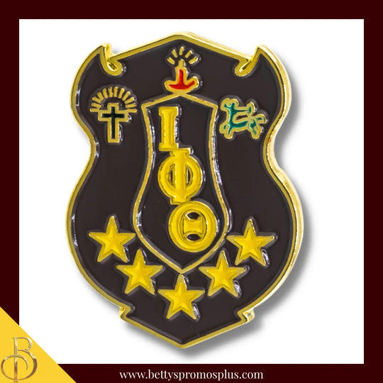 Iota Phi Theta ΙΦΘ Shield Greek Lapel Pin-Brown-Iota Phi Theta Paraphernalia-Iota Phi Theta Lapel Pin-Betty's Promos Plus