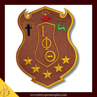 Iota Phi Theta ΙΦΘ Shield Iron-on Embroidered Patch-Large - 10.5"-Iota Phi Theta Paraphernalia-Iota Phi Theta Patch-Betty's Promos Plus