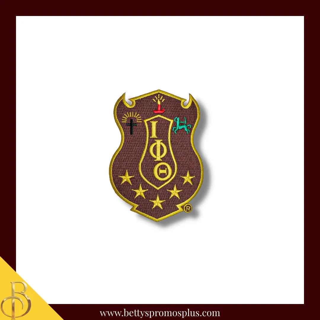Iota Phi Theta ΙΦΘ Shield Iron-on Embroidered Patch-Medium - 5"-Iota Phi Theta Paraphernalia-Iota Phi Theta Patch-Betty's Promos Plus