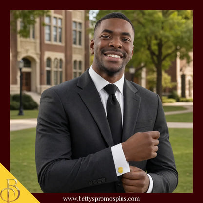 Iota Phi Theta ΙΦΘ Shield Sandblasted Cuff Links-Iota Phi Theta Paraphernalia-Iota Phi Theta Cuff Links-Betty's Promos Plus