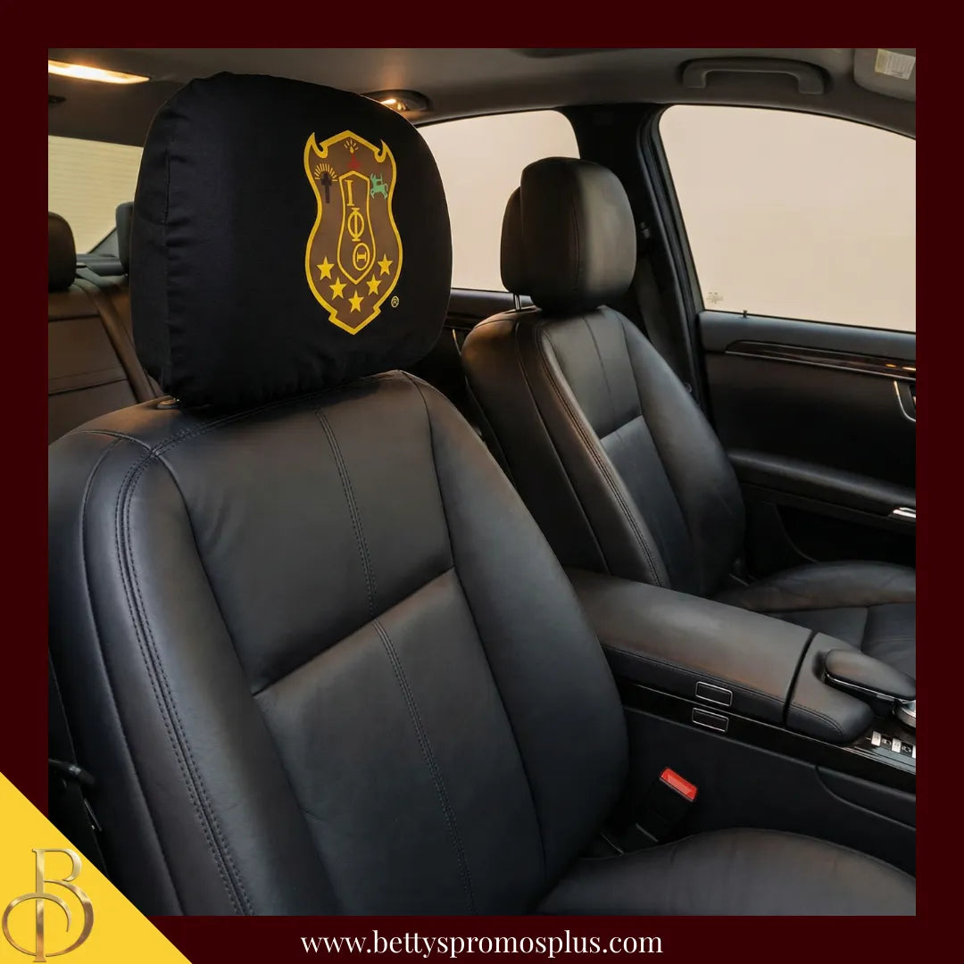 Iota Phi Theta ΙΦΘ Shield with Greek Letters Car Seat Headrest Cover-Iota Phi Theta Paraphernalia-Iota Phi Theta Headrest Cover-Betty's Promos Plus