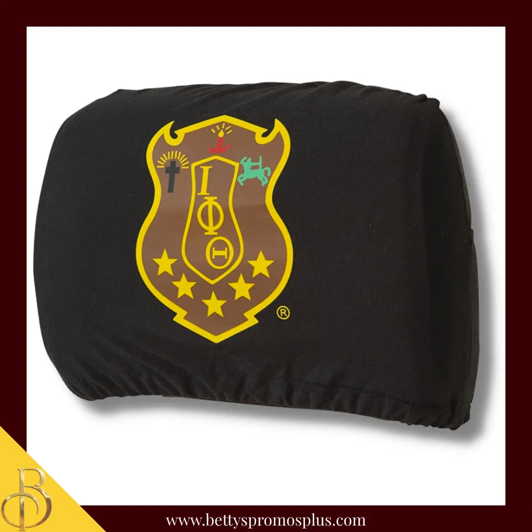 Iota Phi Theta ΙΦΘ Shield with Greek Letters Car Seat Headrest Cover-Single Headrest-Black-Iota Phi Theta Paraphernalia-Iota Phi Theta Headrest Cover-Betty's Promos Plus
