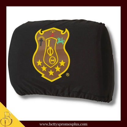 Iota Phi Theta ΙΦΘ Shield with Greek Letters Car Seat Headrest Cover-Single Headrest-Black-Iota Phi Theta Paraphernalia-Iota Phi Theta Headrest Cover-Betty's Promos Plus
