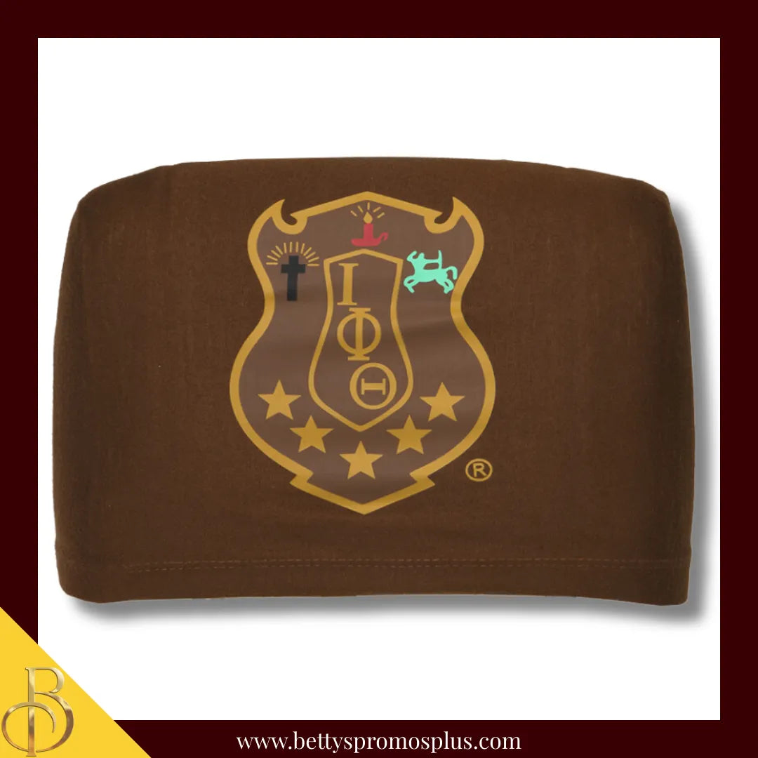 Iota Phi Theta ΙΦΘ Shield with Greek Letters Car Seat Headrest Cover-Single Headrest-Brown-Iota Phi Theta Paraphernalia-Iota Phi Theta Headrest Cover-Betty's Promos Plus