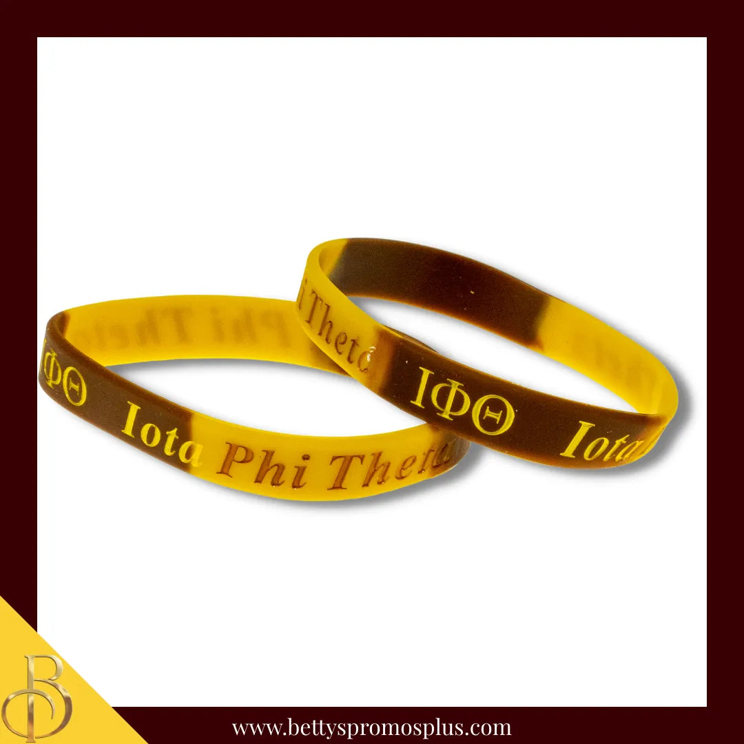 Iota Phi Theta ΙΦΘ Silicone Wristband Rubber Bracelet-Brown & Gold Alternating-Iota Phi Theta Paraphernalia-Iota Phi Theta Wristband-Betty's Promos Plus