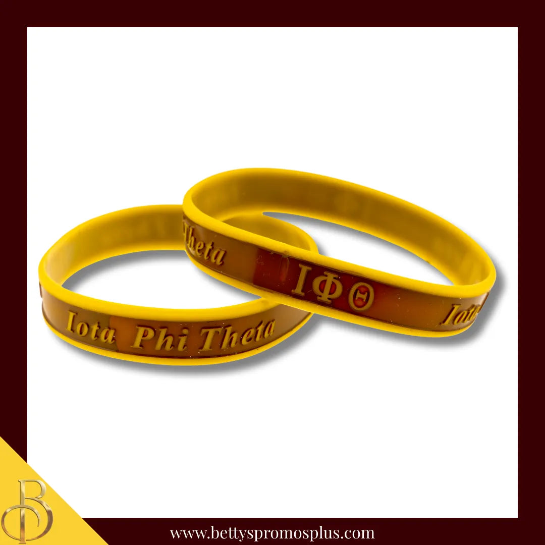 Iota Phi Theta ΙΦΘ Silicone Wristband Rubber Bracelet-Brown with Gold Piping-Iota Phi Theta Paraphernalia-Iota Phi Theta Wristband-Betty's Promos Plus