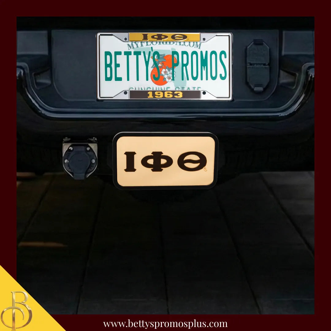 Iota Phi Theta ΙΦΘ Tow Hitch Cover with Laser Engraved Greek Letters-Iota Phi Theta Paraphernalia-Iota Phi Theta Hitch Caps-Betty's Promos Plus