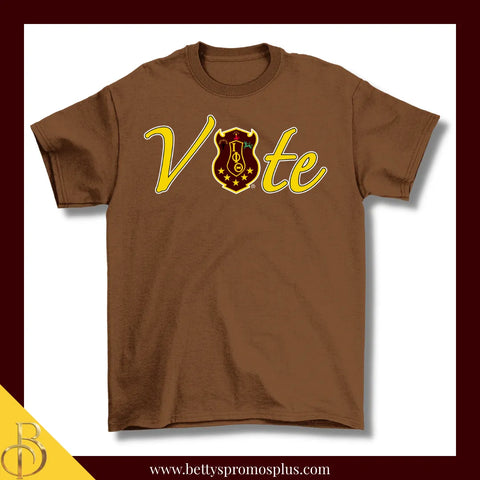 Iota Phi Theta ΙΦΘ VOTE Screen Printed T-Shirt-Brown-Small-Iota Phi Theta Paraphernalia-Iota Phi Theta T-Shirts-Betty's Promos Plus