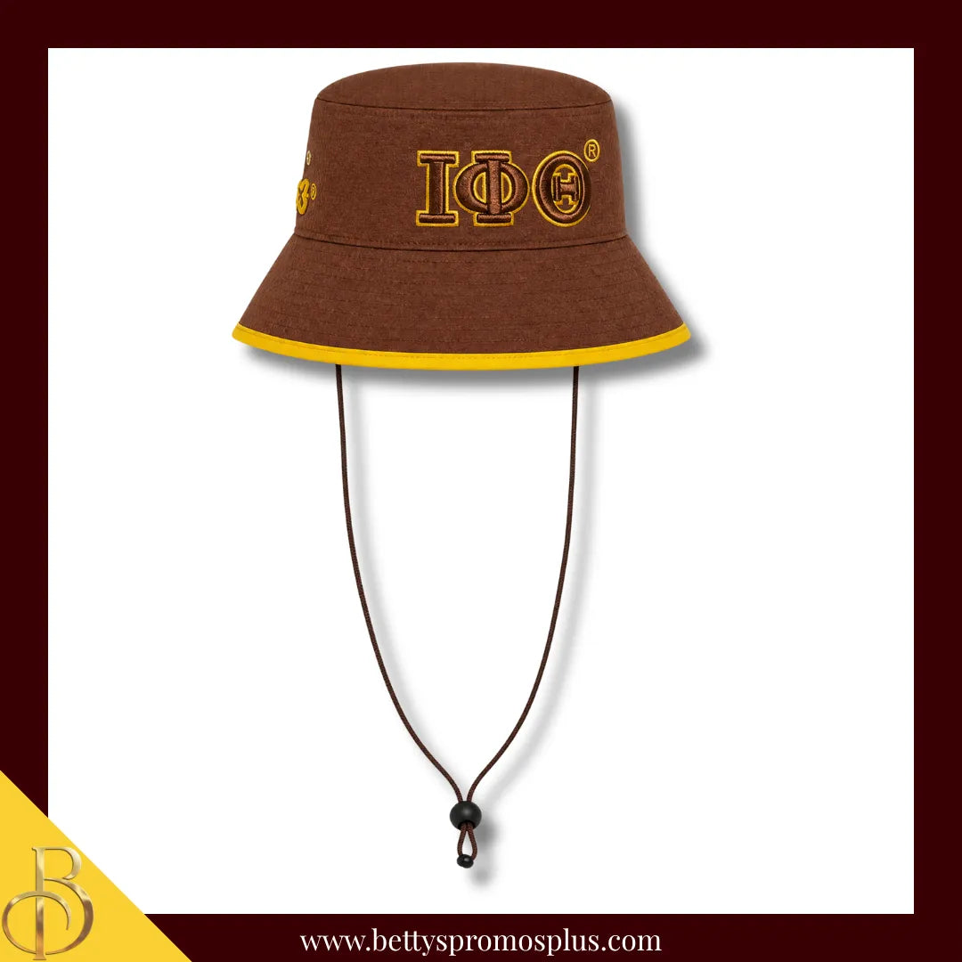 Iota Phi Theta Mesh Flex Fit ΙΦΘ Greek Letters Embroidered Bucket Hat with Drawstring-Brown-Iota Phi Theta Paraphernalia-Iota Phi Theta Hats-Betty's Promos Plus