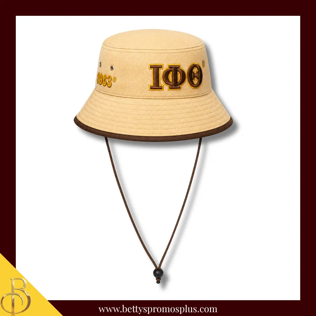 Iota Phi Theta Mesh Flex Fit ΙΦΘ Greek Letters Embroidered Bucket Hat with Drawstring-Khaki-Iota Phi Theta Paraphernalia-Iota Phi Theta Hats-Betty's Promos Plus
