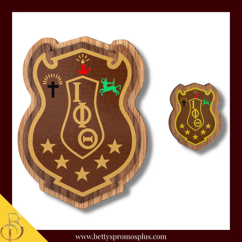 Iota Phi Theta Wooden ΙΦΘ Shield Decal-Iota Phi Theta Paraphernalia-Iota Phi Theta Wood Decal-Betty's Promos Plus