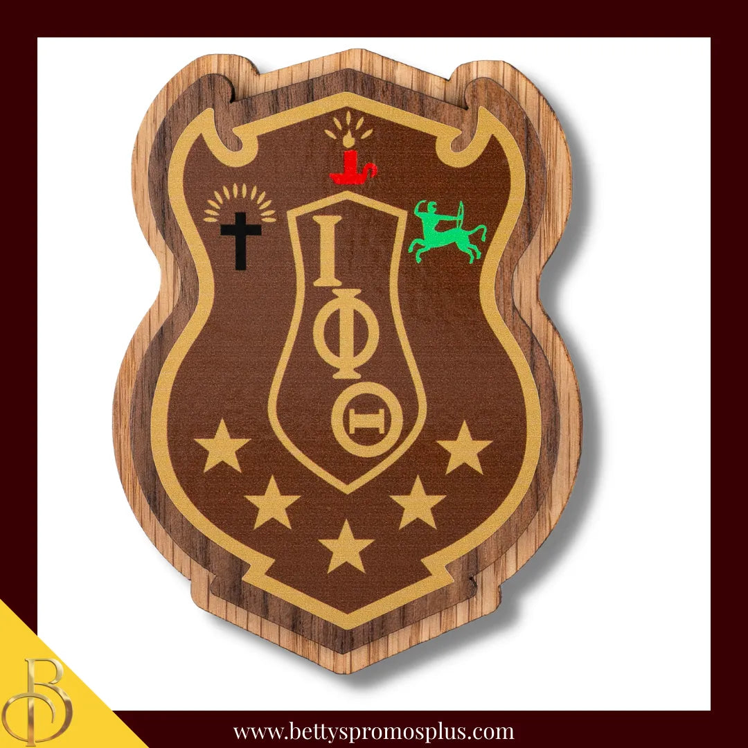 Iota Phi Theta Wooden ΙΦΘ Shield Decal-Large-Iota Phi Theta Paraphernalia-Iota Phi Theta Wood Decal-Betty's Promos Plus