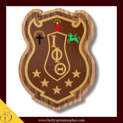 Iota Phi Theta Wooden ΙΦΘ Shield Decal-Large-Iota Phi Theta Paraphernalia-Iota Phi Theta Wood Decal-Betty's Promos Plus