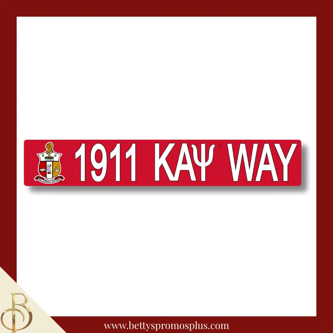 Kappa Alpha Psi 1911 ΚΑΨ Way Street Sign-Red-Kappa Alpha Psi Paraphernalia-Kappa Alpha Psi Street Sign-Betty's Promos Plus