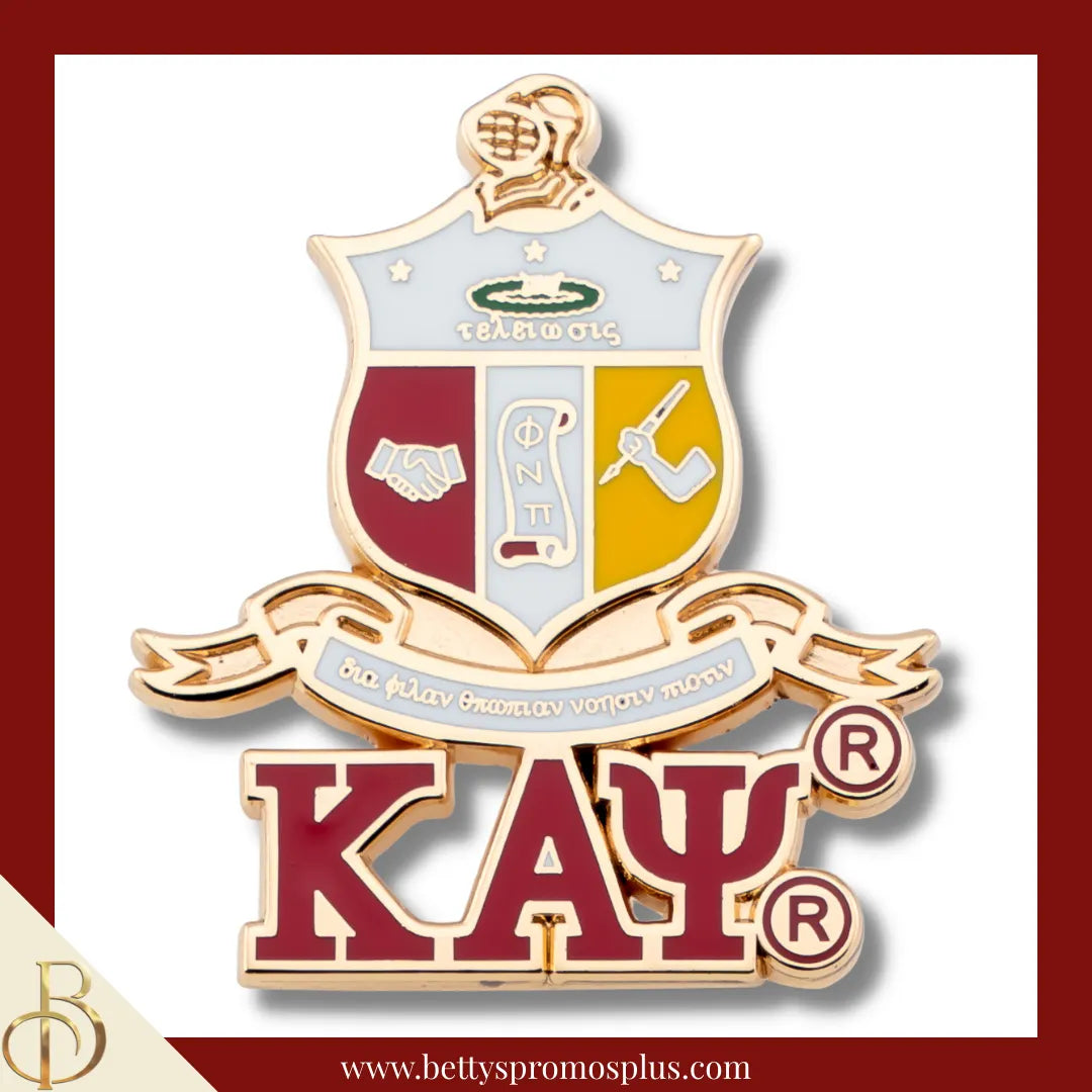 Kappa Alpha Psi Gold ΚΑΨ 3D Color Shield with Letters Greek Fraternity Lapel Pin-Gold-Kappa Alpha Psi Paraphernalia-Kappa Alpha Psi Lapel Pin-Betty's Promos Plus