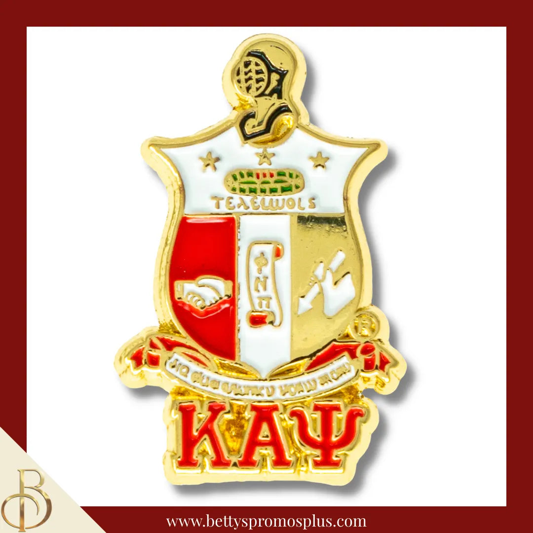 Kappa Alpha Psi Gold ΚΑΨ Shield with Greek Letters Fraternity Greek Lapel Pin-Gold-Kappa Alpha Psi Paraphernalia-Kappa Alpha Psi Lapel Pin-Betty's Promos Plus