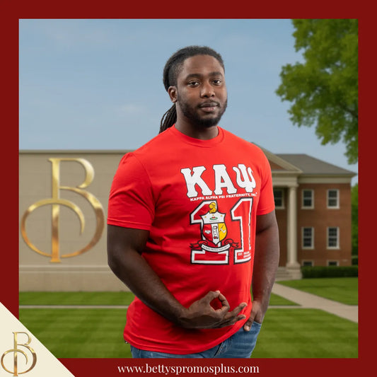 Kappa Alpha Psi ΚΑΨ 11 with Shield Screen Printed T-Shirt-Kappa Alpha Psi Paraphernalia-Kappa Alpha Psi T-Shirts-Betty's Promos Plus