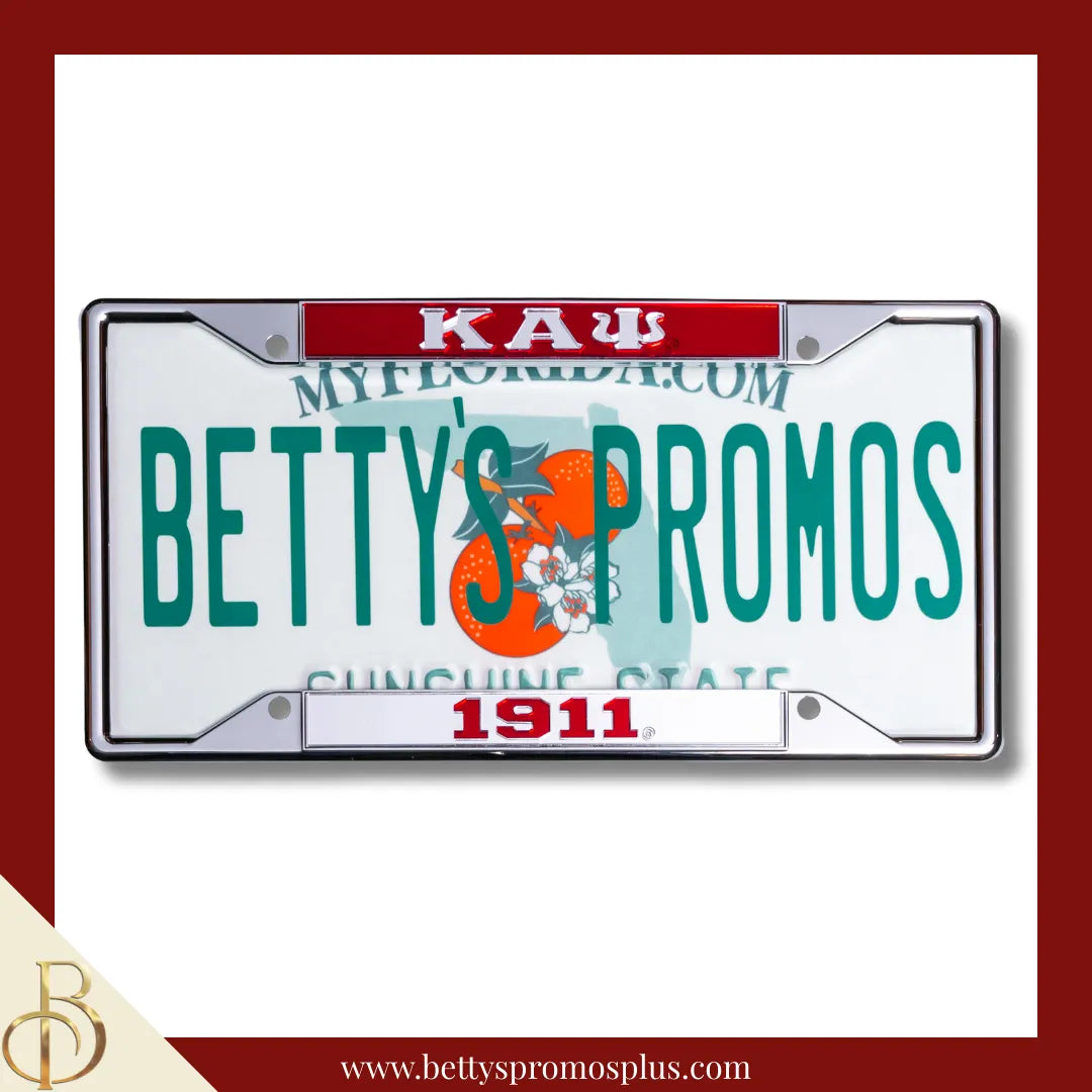 Kappa Alpha Psi ΚΑΨ 1911 Chrome Laser Engraved Mirrored Acrylic Auto Tag License Plate Frame-Silver Bottom-Kappa Alpha Psi Paraphernalia-Kappa Alpha Psi Auto Tag Frame-Betty's Promos Plus