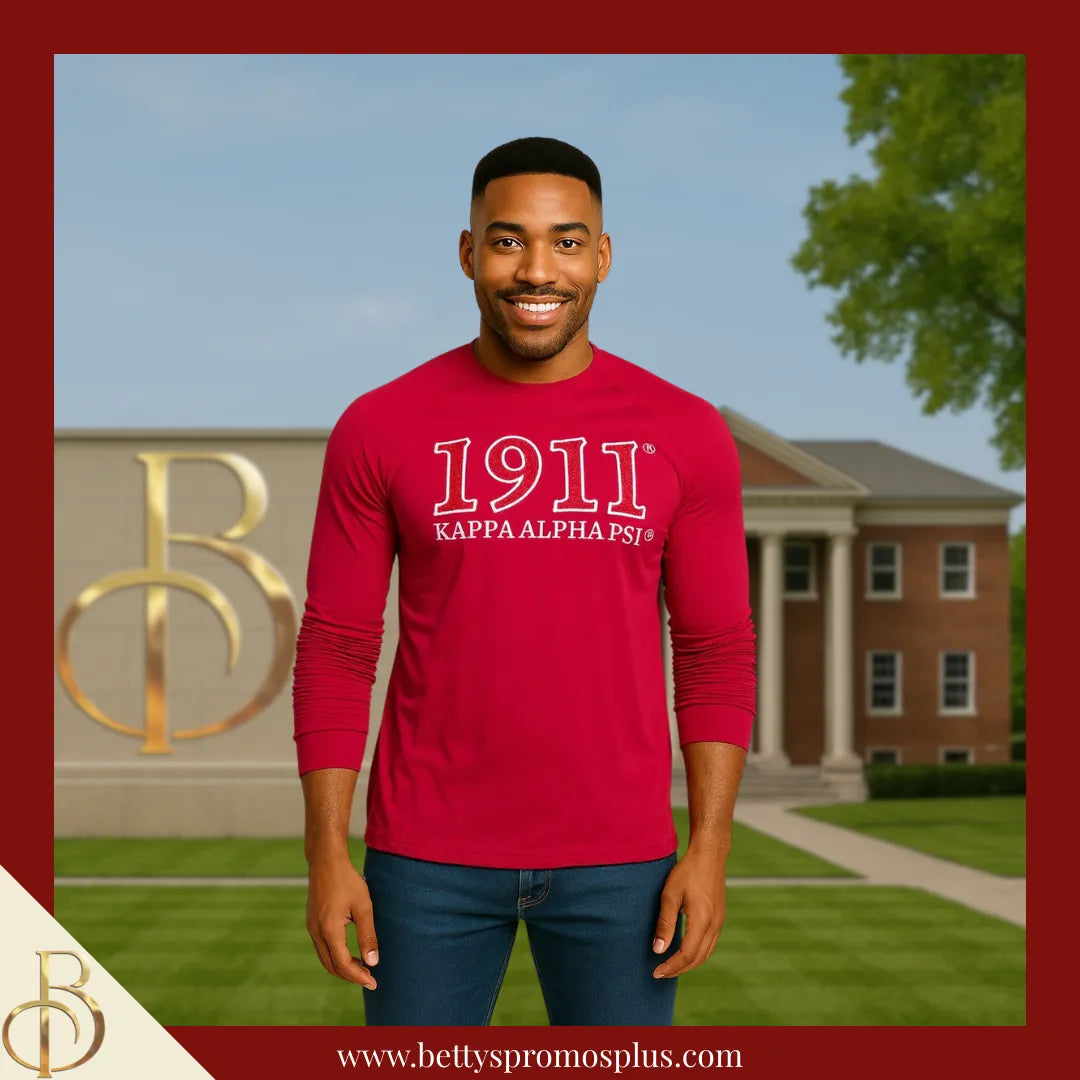 Kappa Alpha Psi ΚΑΨ 1911 Embroidered Long Sleeve T-Shirt-Kappa Alpha Psi Paraphernalia-Kappa Alpha Psi T-Shirts-Betty's Promos Plus