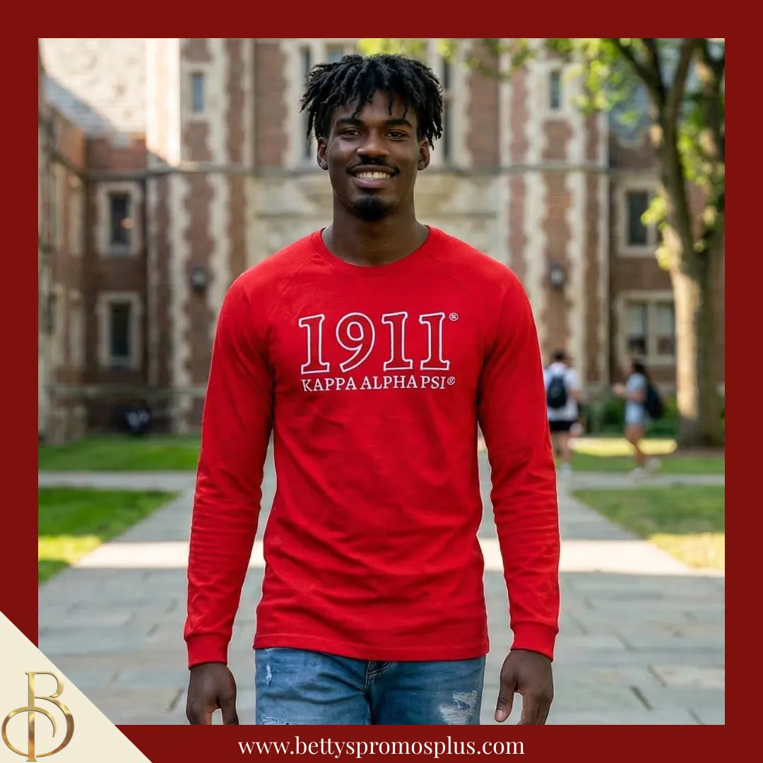 Kappa Alpha Psi ΚΑΨ 1911 Embroidered Long Sleeve T-Shirt-Kappa Alpha Psi Paraphernalia-Kappa Alpha Psi T-Shirts-Betty's Promos Plus