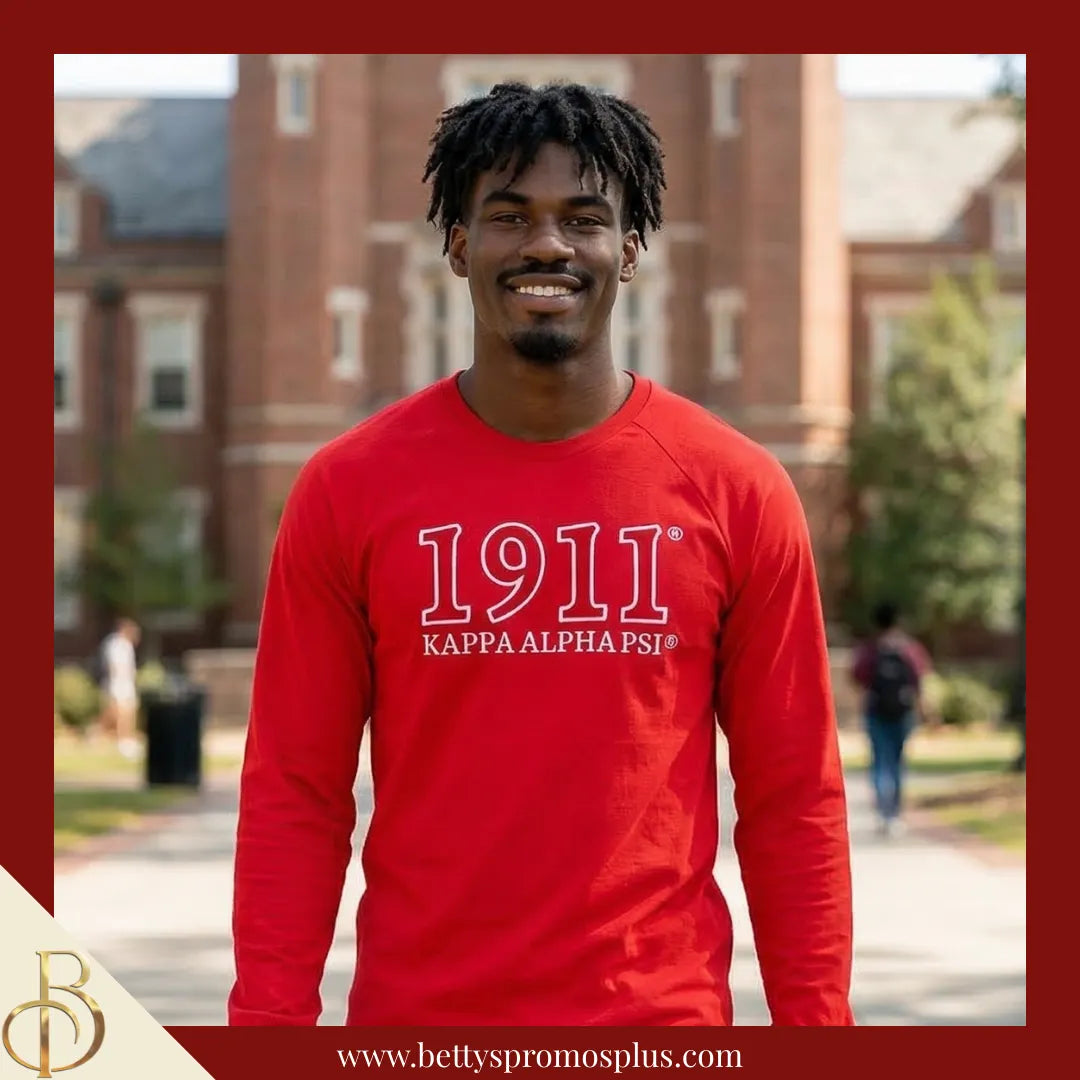 Kappa Alpha Psi ΚΑΨ 1911 Embroidered Long Sleeve T-Shirt-Kappa Alpha Psi Paraphernalia-Kappa Alpha Psi T-Shirts-Betty's Promos Plus