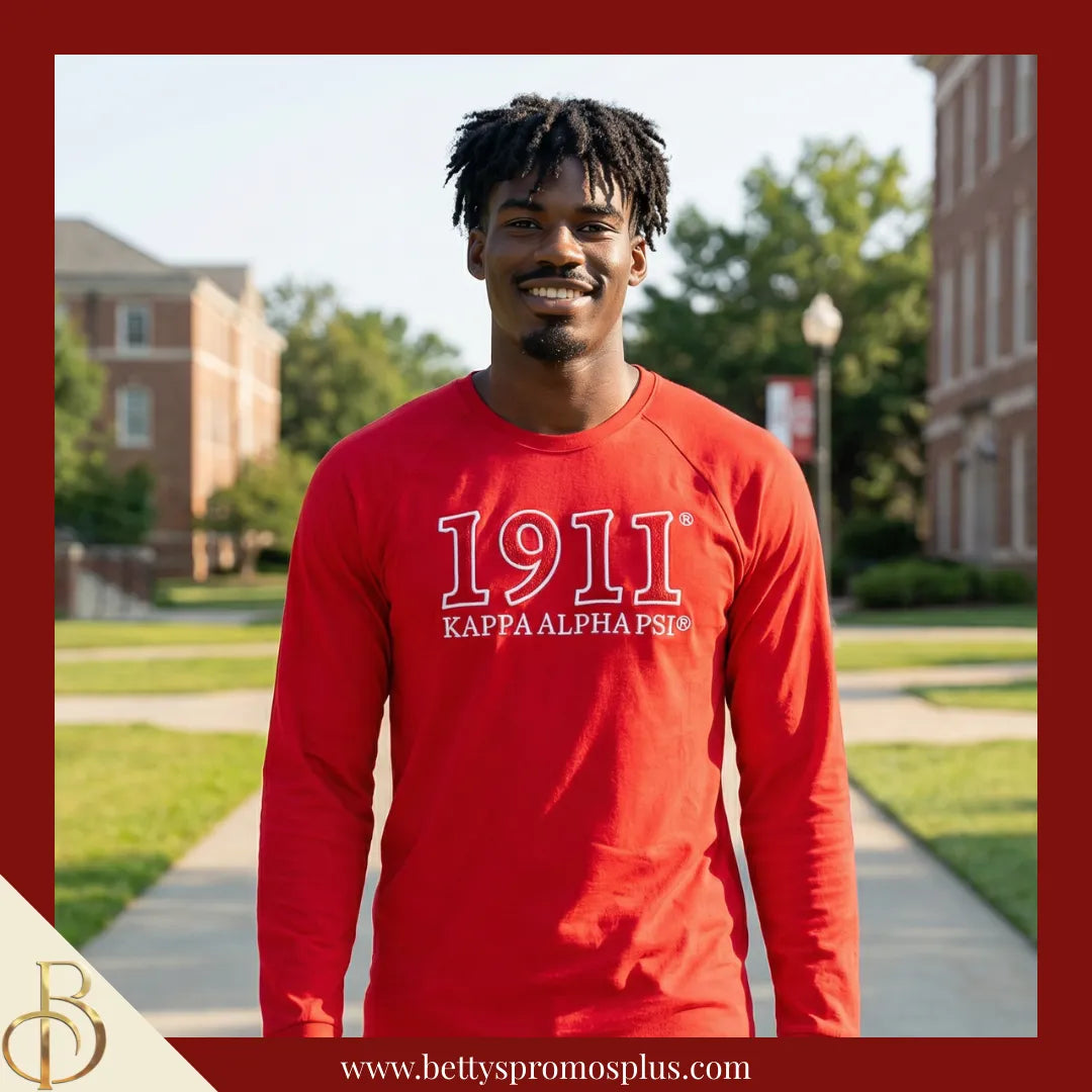 Kappa Alpha Psi ΚΑΨ 1911 Embroidered Long Sleeve T-Shirt-Kappa Alpha Psi Paraphernalia-Kappa Alpha Psi T-Shirts-Betty's Promos Plus