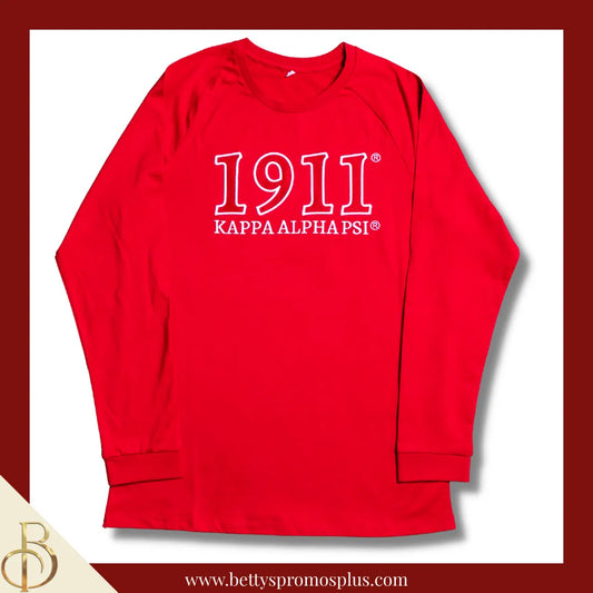 Kappa Alpha Psi ΚΑΨ 1911 Embroidered Long Sleeve T-Shirt-Red-Medium-Kappa Alpha Psi Paraphernalia-Kappa Alpha Psi T-Shirts-Betty's Promos Plus