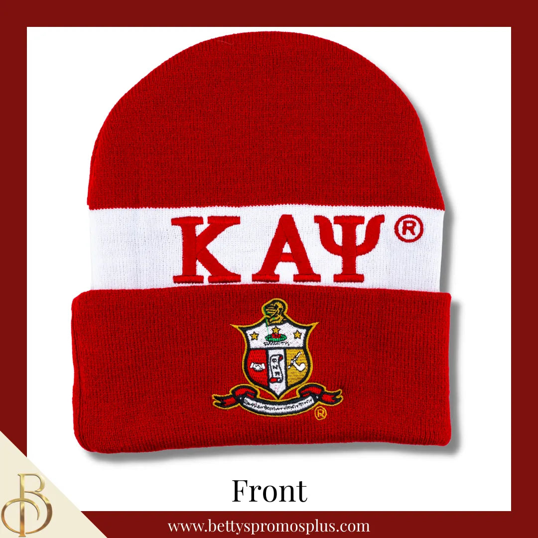 Kappa Alpha Psi ΚΑΨ 1911 Embroidered Shield Knit Crest Beanie-Kappa Alpha Psi Paraphernalia-Kappa Alpha Psi Hats-Betty's Promos Plus
