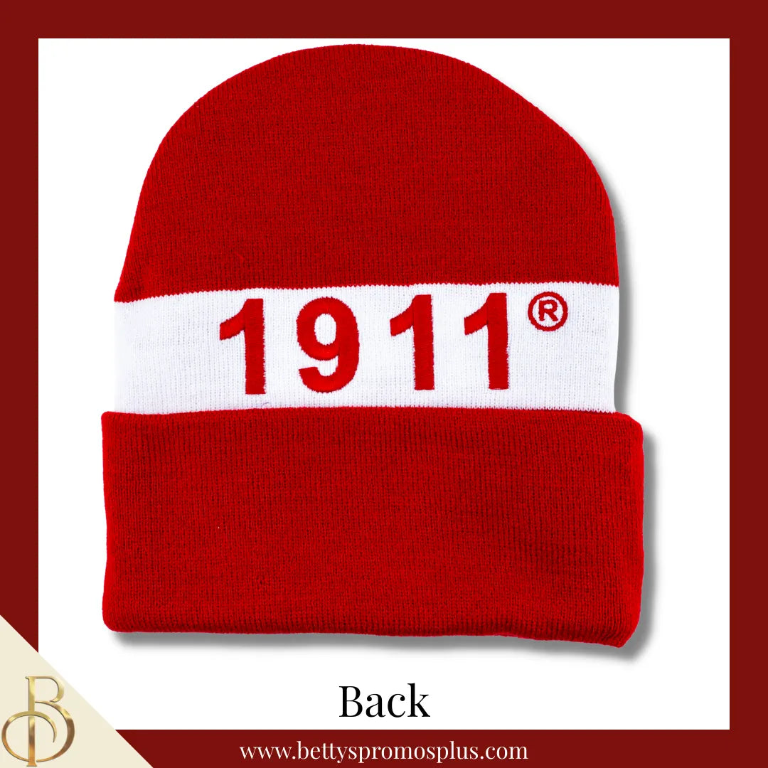 Kappa Alpha Psi ΚΑΨ 1911 Embroidered Shield Knit Crest Beanie-Kappa Alpha Psi Paraphernalia-Kappa Alpha Psi Hats-Betty's Promos Plus