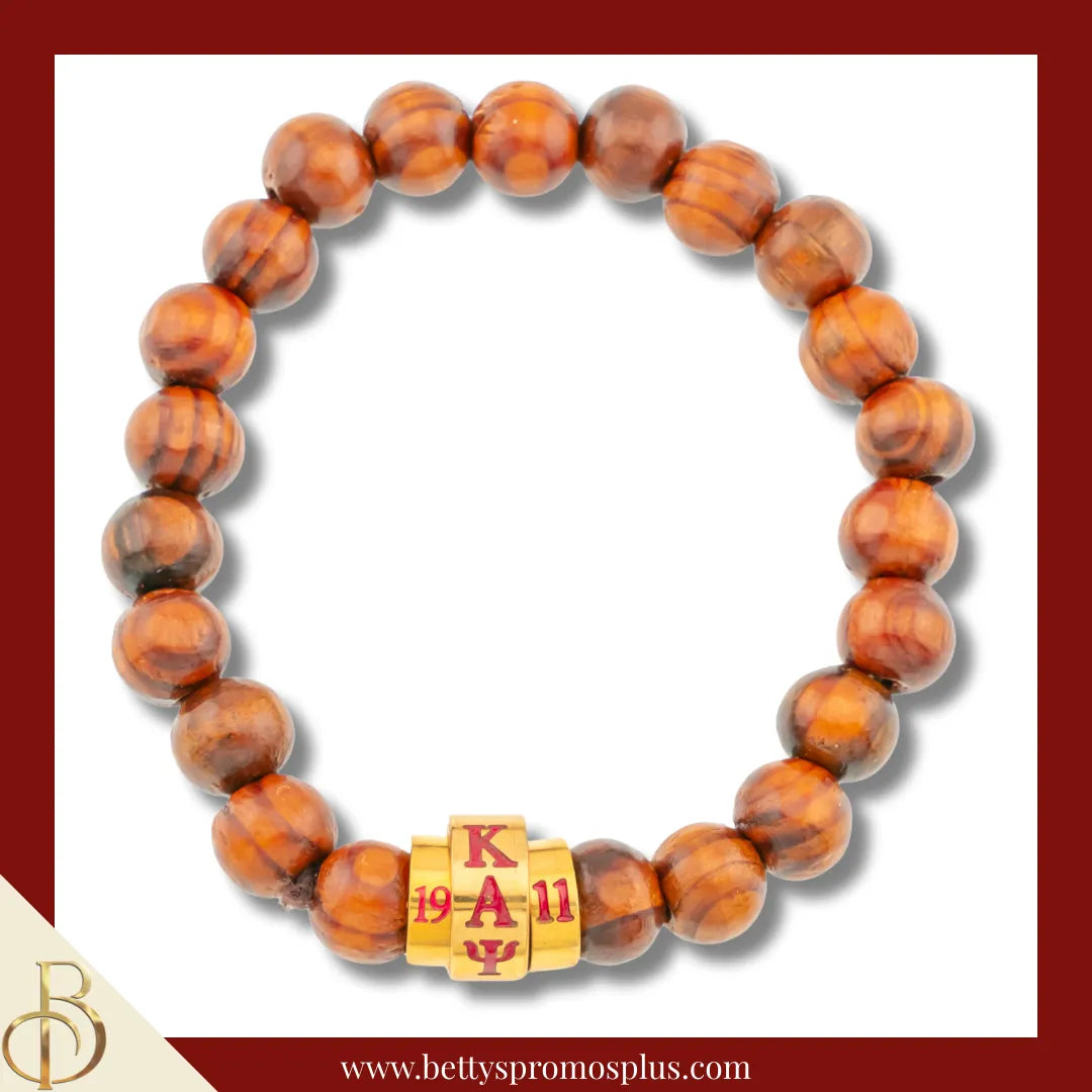 Kappa Alpha Psi ΚΑΨ 1911 Natural Wood Beaded Bracelet-Brown-Male-Beaded-Kappa Alpha Psi Paraphernalia-Kappa Alpha Psi Bracelet-Betty's Promos Plus