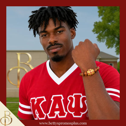 Kappa Alpha Psi ΚΑΨ 1911 Natural Wood Beaded Bracelet-Kappa Alpha Psi Paraphernalia-Kappa Alpha Psi Bracelet-Betty's Promos Plus