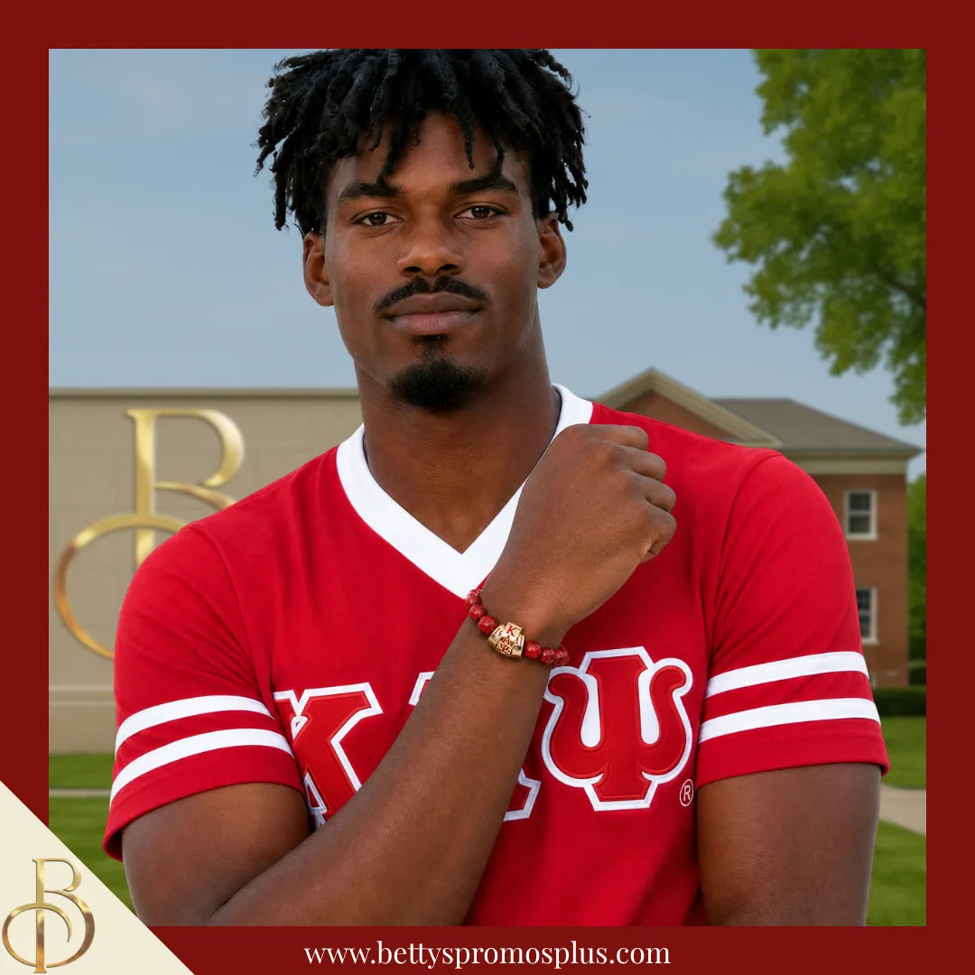 Kappa Alpha Psi ΚΑΨ 1911 Red Marbled Beaded Bracelet-Kappa Alpha Psi Paraphernalia-Kappa Alpha Psi Bracelet-Betty's Promos Plus