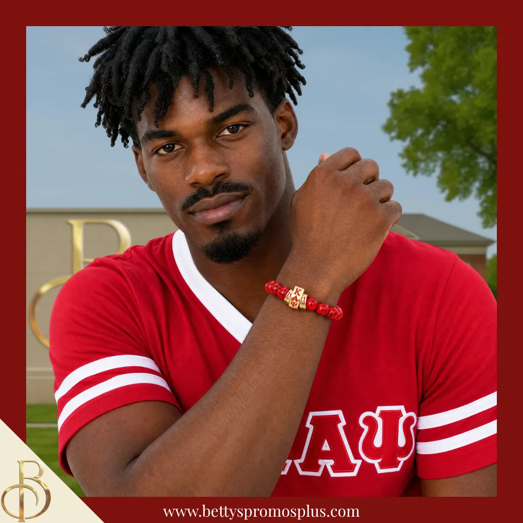Kappa Alpha Psi ΚΑΨ 1911 Red Marbled Beaded Bracelet-Kappa Alpha Psi Paraphernalia-Kappa Alpha Psi Bracelet-Betty's Promos Plus