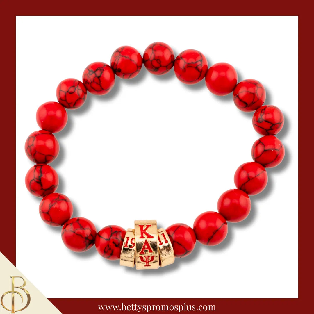 Kappa Alpha Psi ΚΑΨ 1911 Red Marbled Beaded Bracelet-Kappa Alpha Psi Paraphernalia-Kappa Alpha Psi Bracelet-Betty's Promos Plus