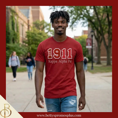 Kappa Alpha Psi ΚΑΨ 1911 Script Double Stitched Appliqué Embroidered Line T-Shirt-Kappa Alpha Psi Paraphernalia-Kappa Alpha Psi T-Shirts-Betty's Promos Plus