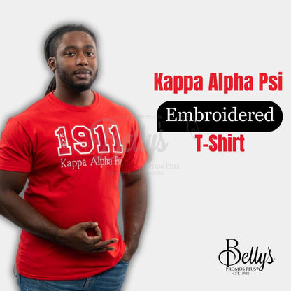 Kappa Alpha Psi ΚΑΨ 1911 Script Double Stitched Appliqué Embroidered Line T-Shirt-Kappa Alpha Psi Paraphernalia-Kappa Alpha Psi T-Shirts-Betty's Promos Plus