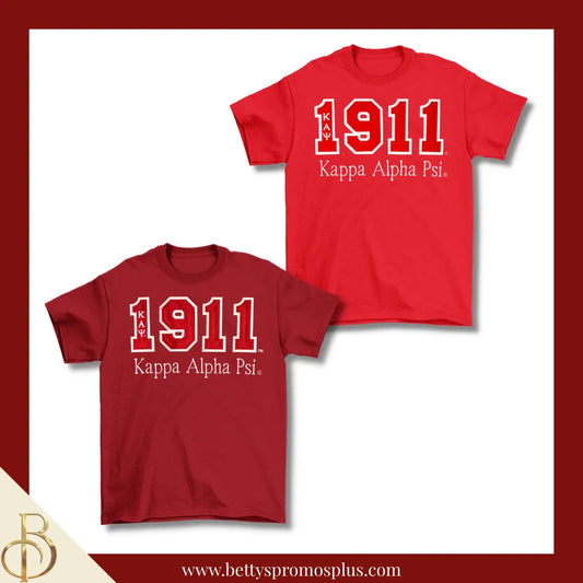 Kappa Alpha Psi ΚΑΨ 1911 Script Double Stitched Appliqué Embroidered Line T-Shirt-Kappa Alpha Psi Paraphernalia-Kappa Alpha Psi T-Shirts-Betty's Promos Plus